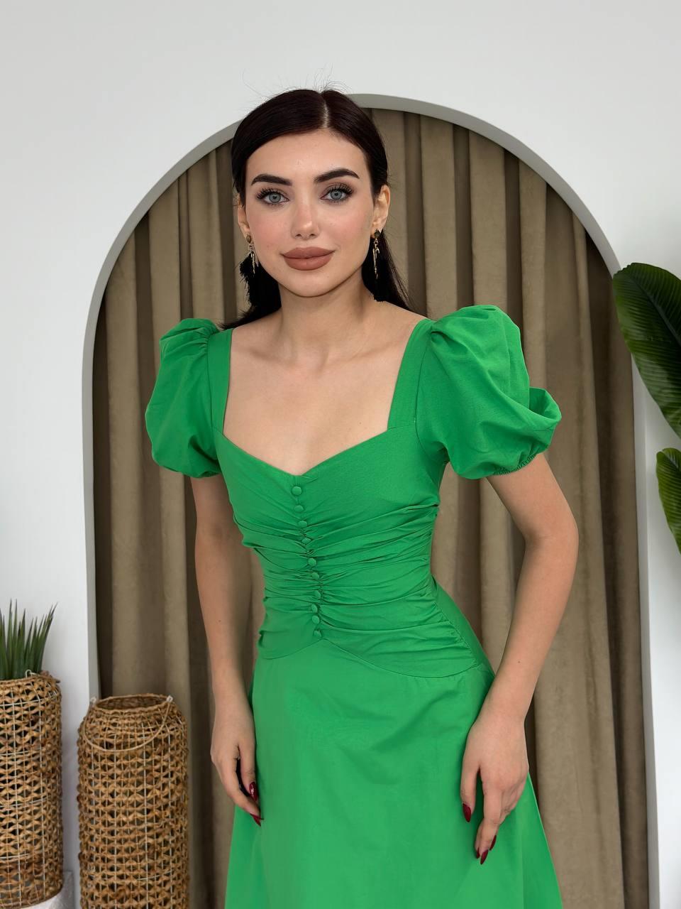 Poplin Düğmeli Midi Boy Elbise