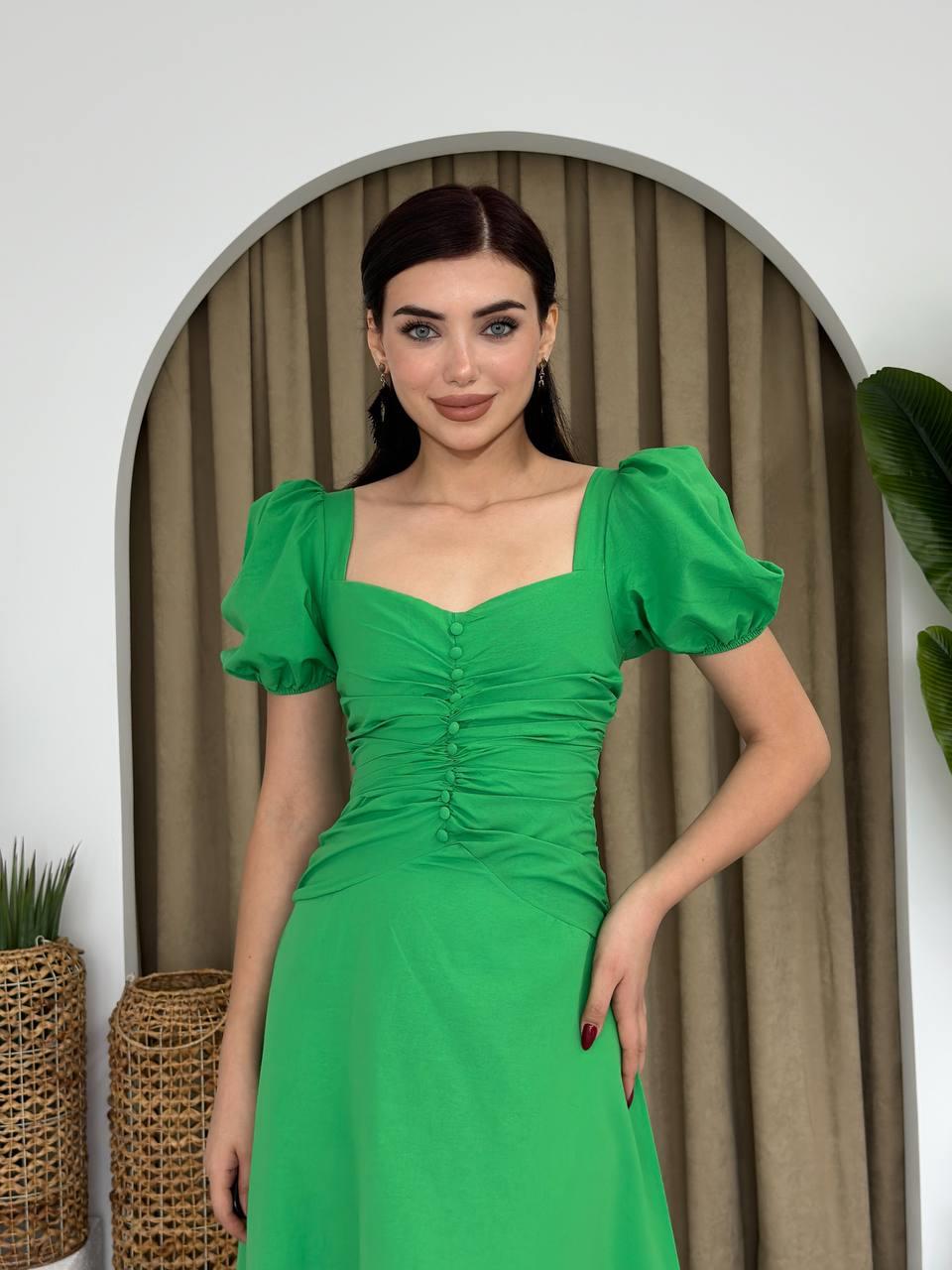Poplin Düğmeli Midi Boy Elbise