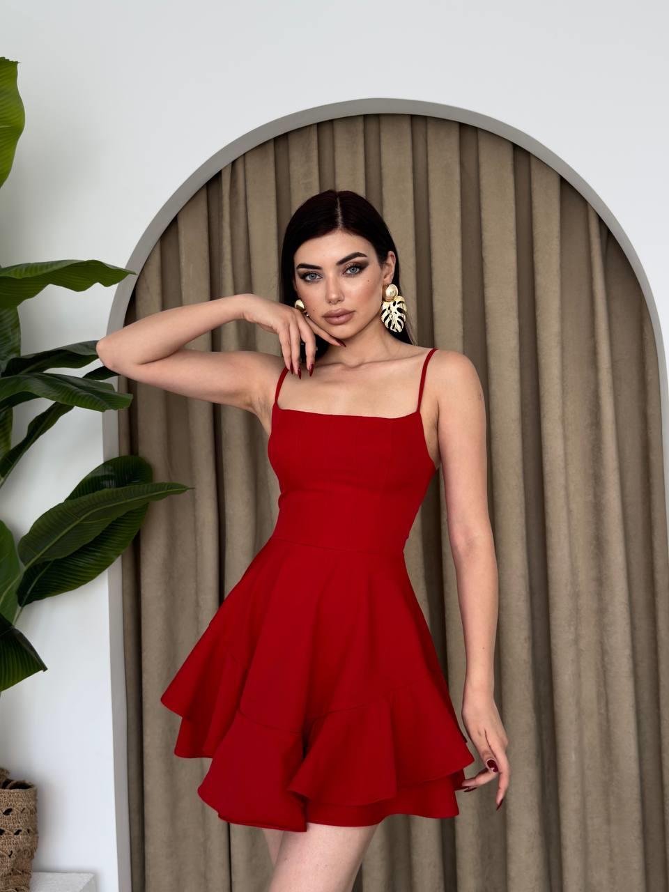 Prenses Mini Elbise Kırmızı
