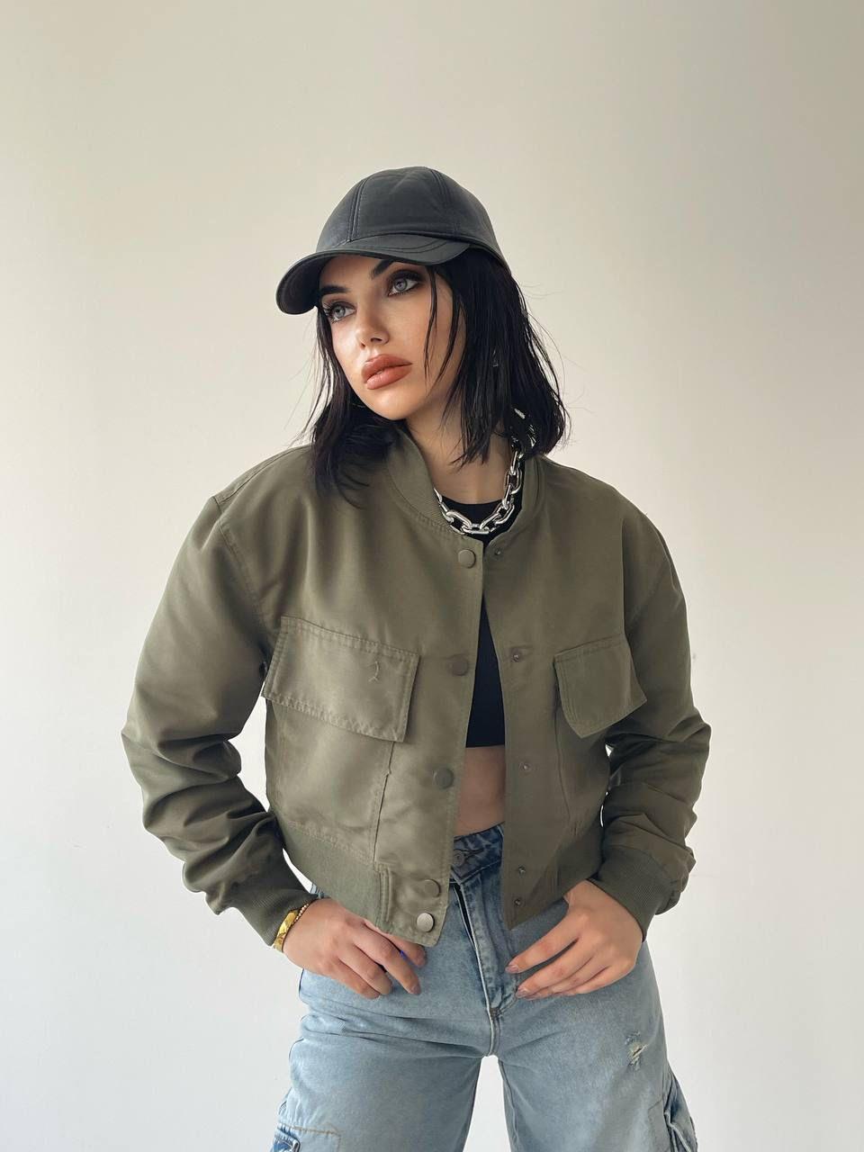 Solomon Bomber Crop Ceket - Yeşil