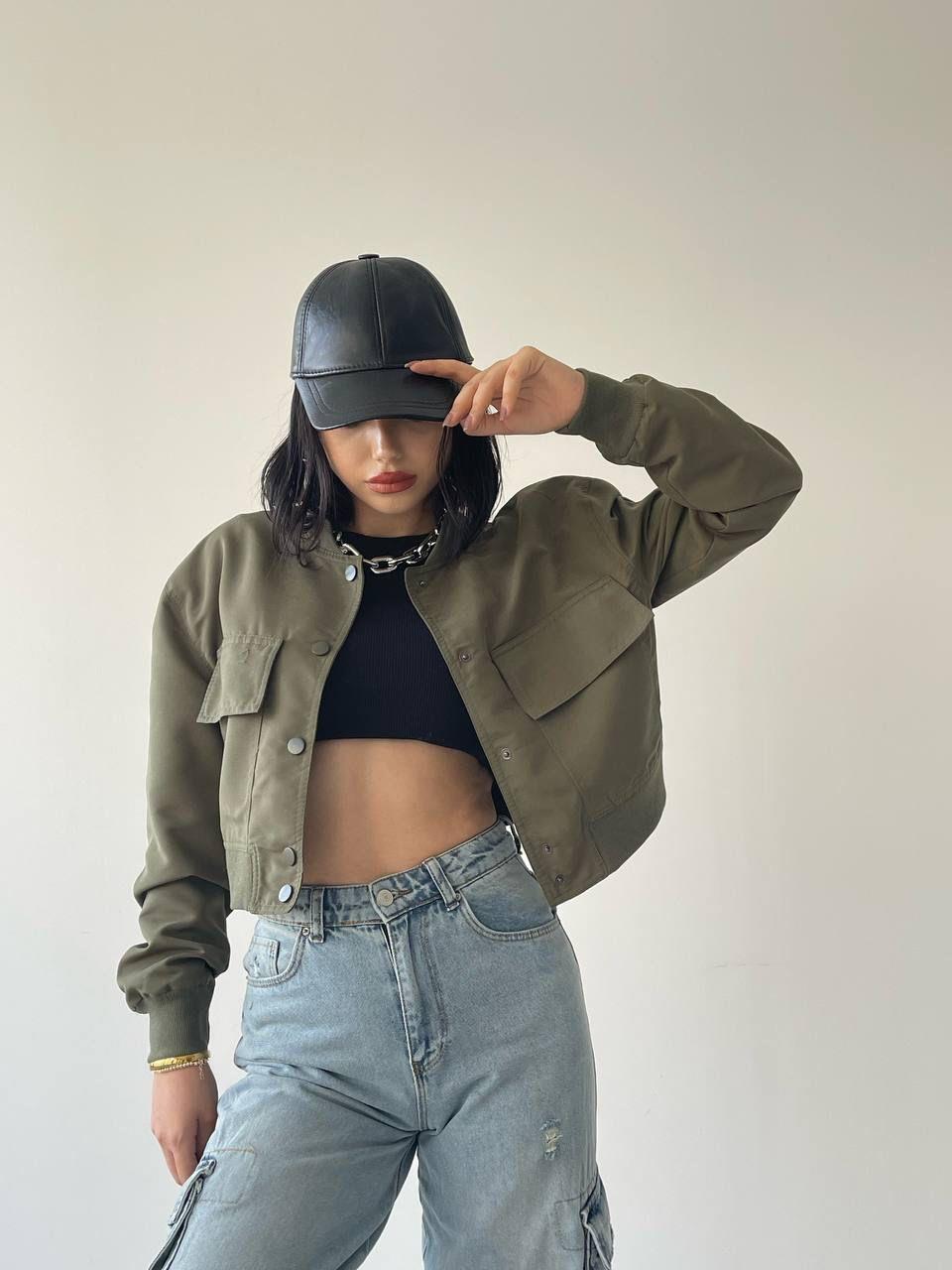 Solomon Bomber Crop Ceket - Yeşil