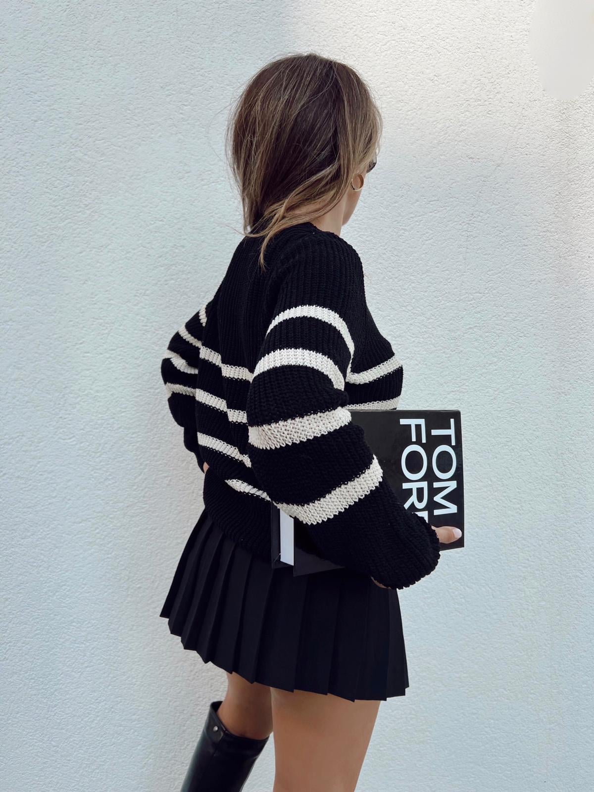 Susem Çizgili Kazak - Mavi