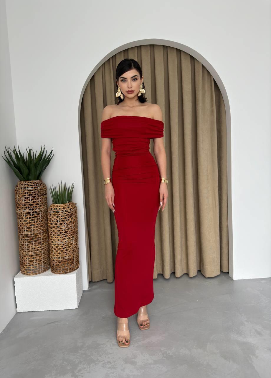 Uzun Sandy Madonna Yaka Elbise