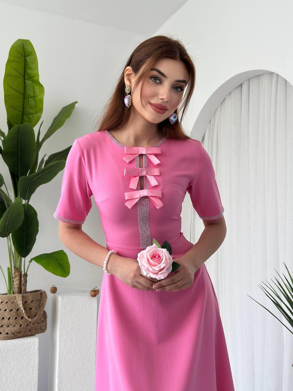 Vere Taşlı Fiyonk Detaylı Elbise