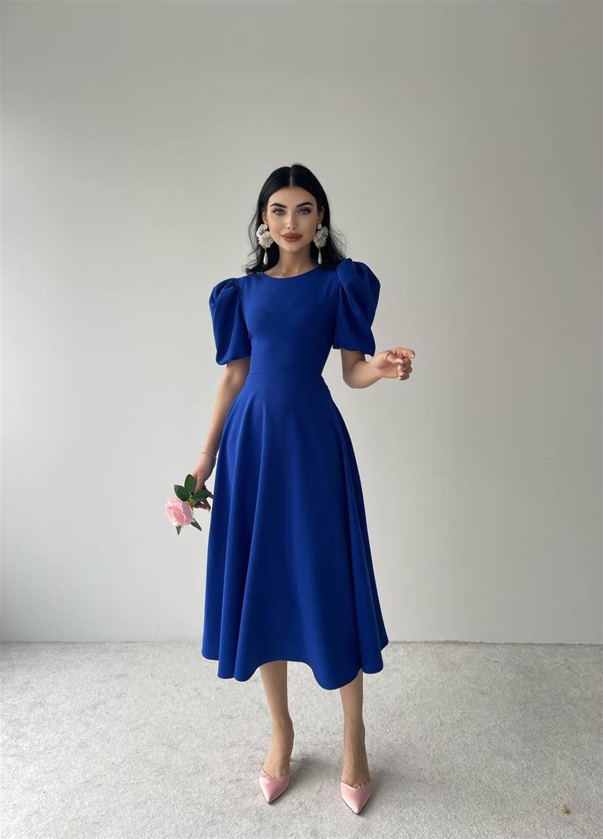 Viki Midi Boy Kloş Elbise-4414 - Saks