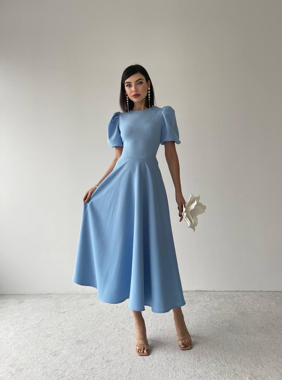 Viki Midi Boy Kloş Elbise-4414 - Bebe Mavi