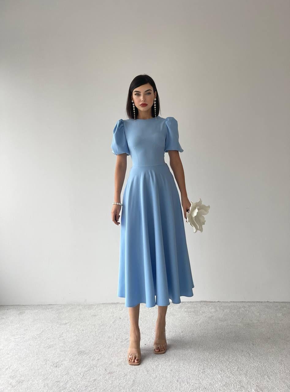 Viki Midi Boy Kloş Elbise-4414 - Bebe Mavi