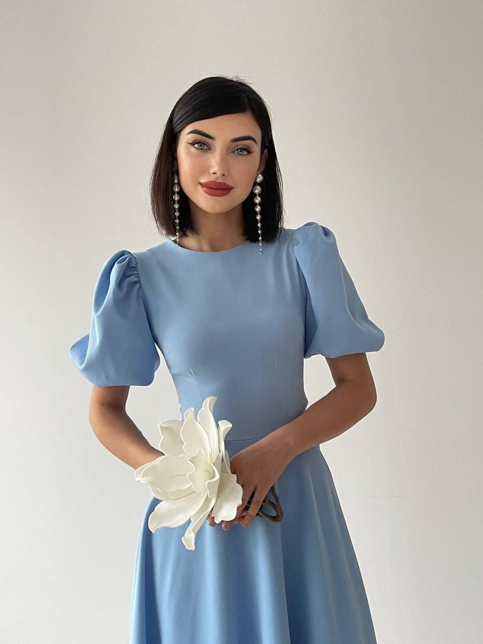 Viki Midi Boy Kloş Elbise-4414 - Bebe Mavi