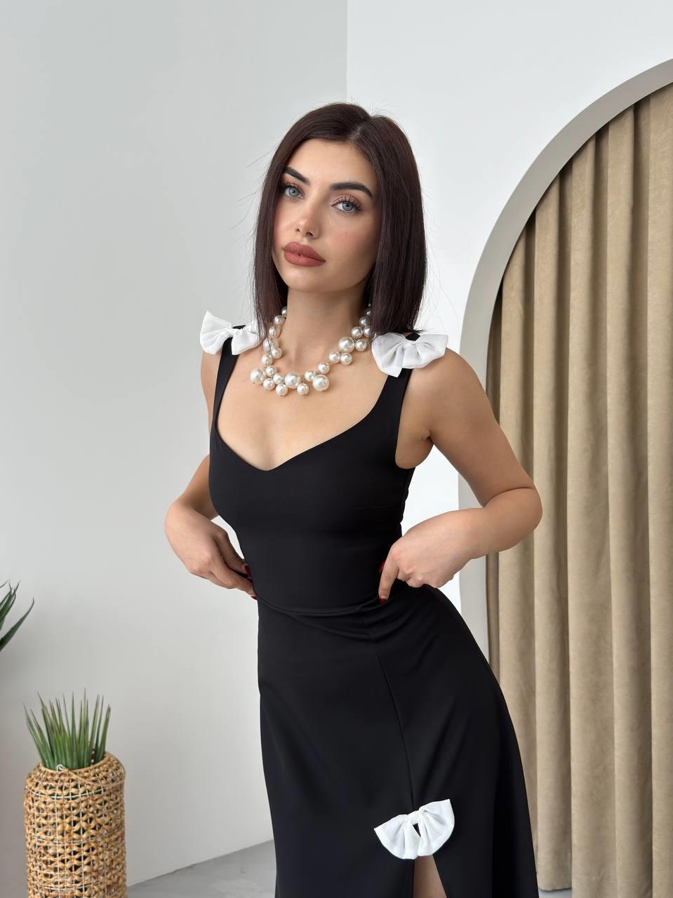 Yırtmaçlı Midi Kurdele Detay Elbise