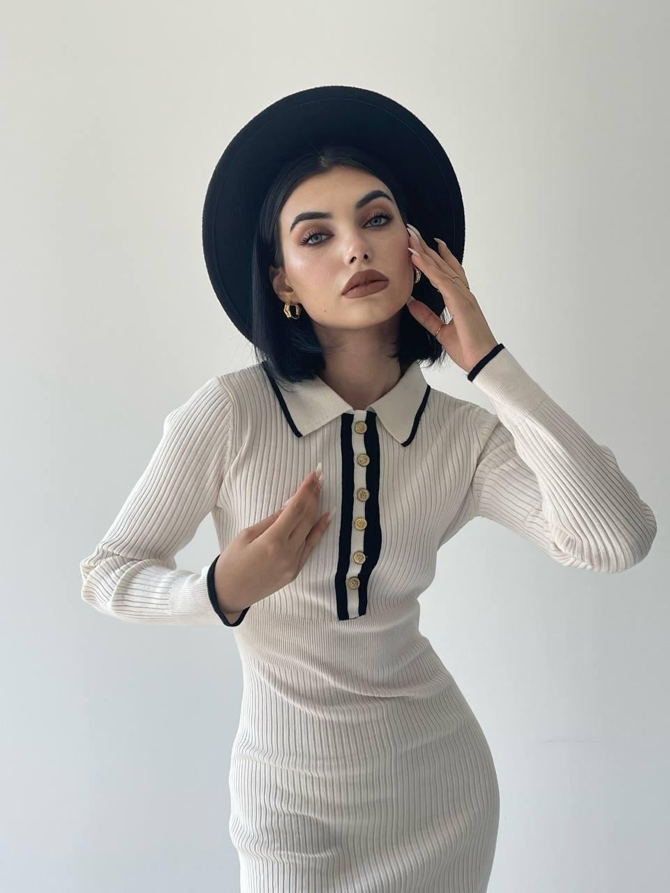 Yulia Triko Elbise - Krem