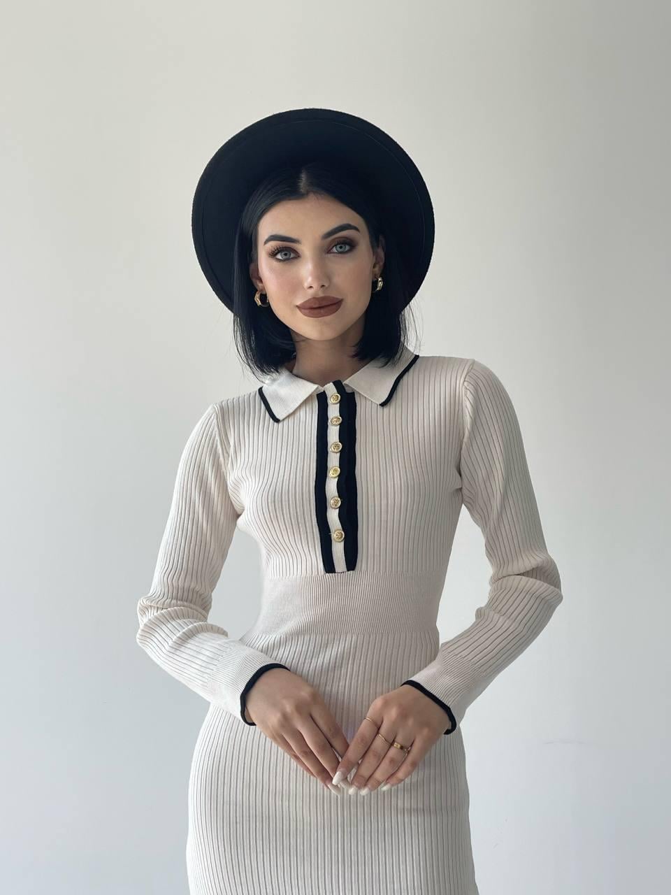 Yulia Triko Elbise - Krem
