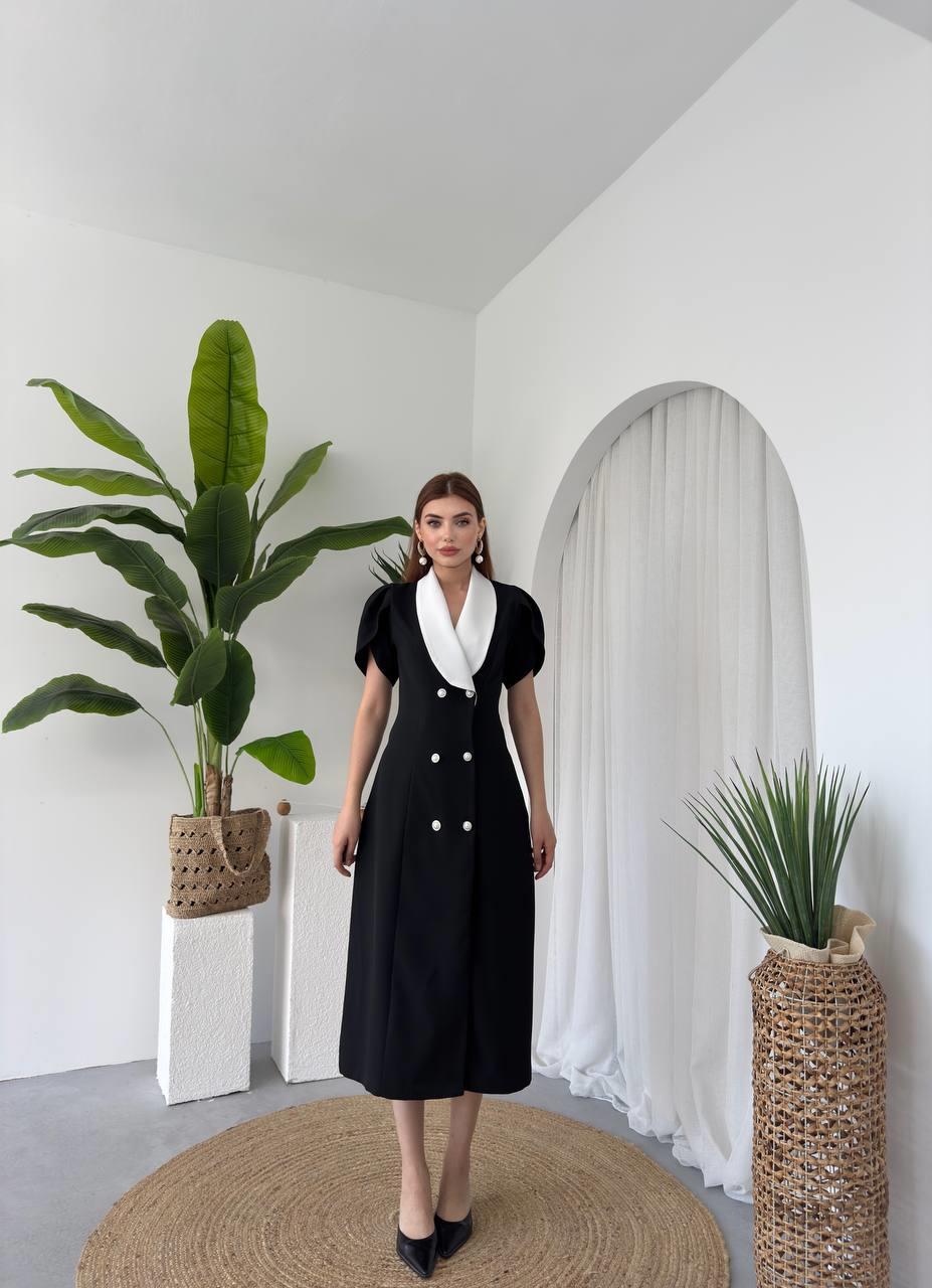 Zarina Atlas Düğmeli Midi Elbise
