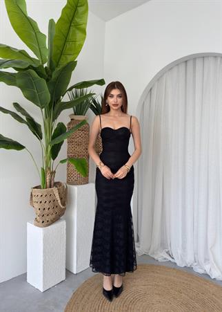  Kalp Yaka Dantel Askılı Juana Elbise