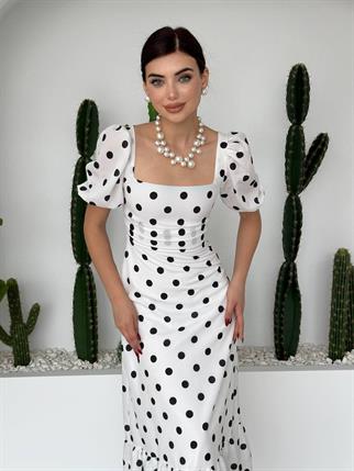  Puantyeli Eliza Midi Boy Elbise 