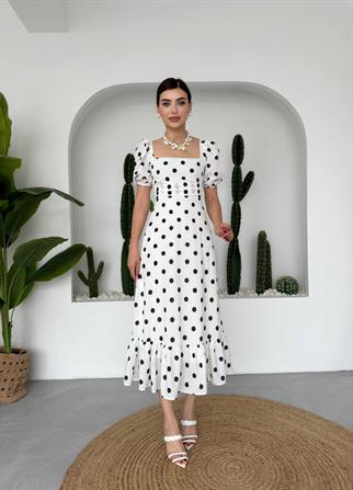  Puantyeli Eliza Midi Boy Elbise 