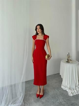 Elenor Uzun Atlas Elbise