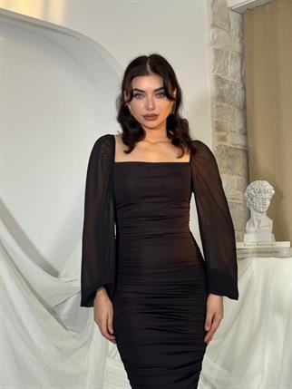 Engla Buzgulu Midi Elbise