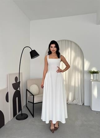 Kalın Askılı Hera Uzun Atlas Elbise