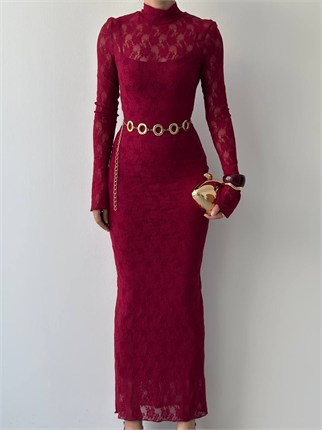 Beela Midi Dantel Tasarım Elbise KOD 00226 E6	