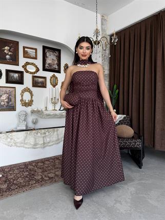 Penas Straplez Puantiyeli Elbise