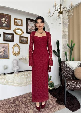 Jelon Uzun Dantel Tasarım Elbise