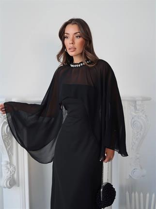 Alesta Tül Detaylı Tasarım Uzun Elbise 