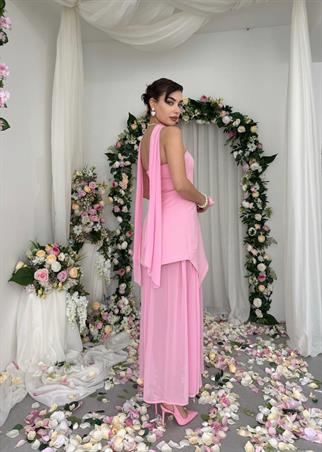 Luen Yırtmaç Detaylı Elbise