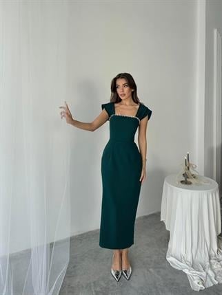 Elenor Uzun Atlas Elbise