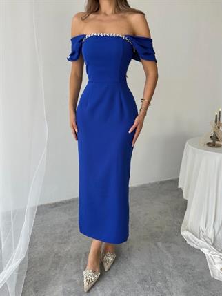 Elenor Uzun Atlas Elbise