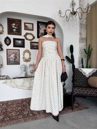 Penas Straplez Puantiyeli Elbise