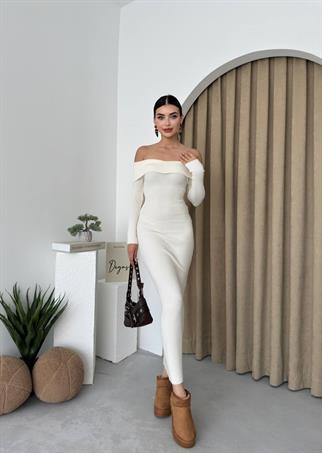 Straplez Madonna Yaka Triko Elbise