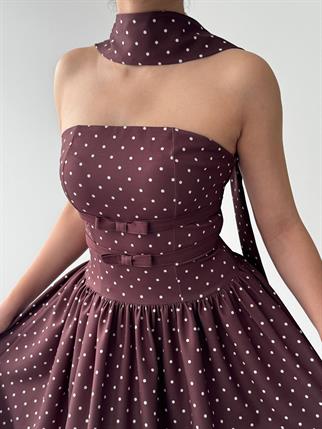 Penas Straplez Puantiyeli Elbise