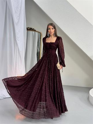 Vitange Korse Detaylı Uzun Tasarım Dantel Elbise