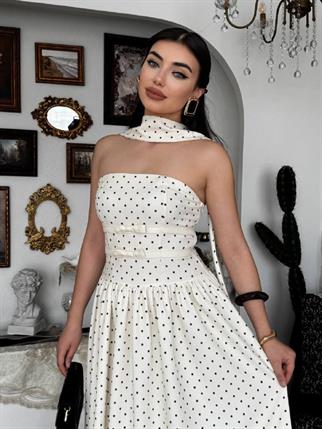 Penas Straplez Puantiyeli Elbise