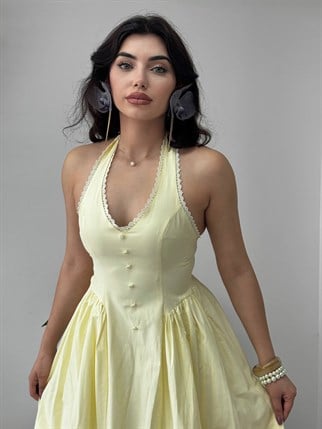 Nora Halter Yaka Poplin Elbise