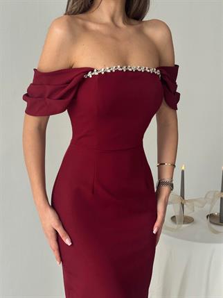 Elenor Uzun Atlas Elbise