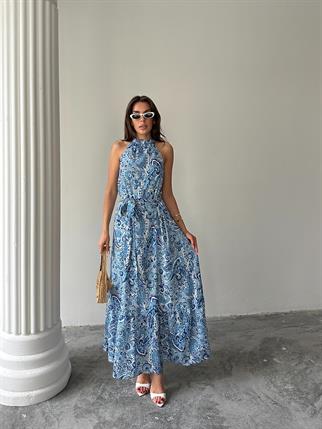 Nose Desenli Uzun Elbise