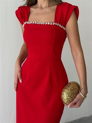 Elenor Uzun Atlas Elbise