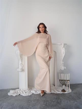 Alesta Tül Detaylı Tasarım Uzun Elbise