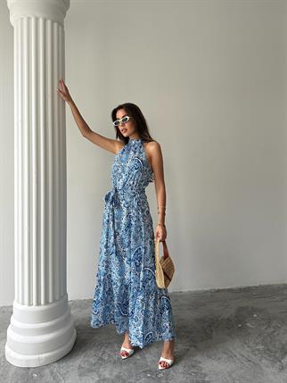 Nose Desenli Uzun Elbise