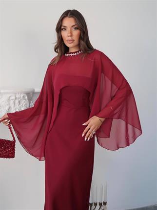 Alesta Tül Detaylı Tasarım Uzun Elbise