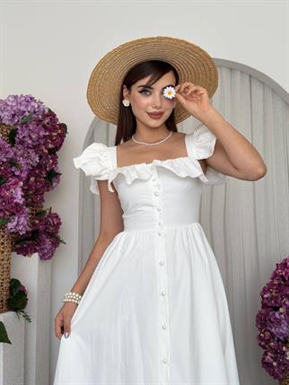 Pole Fırfır Detay Midi Elbise