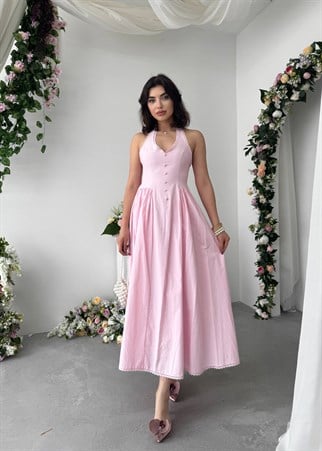 Nora Halter Yaka Poplin Elbise  