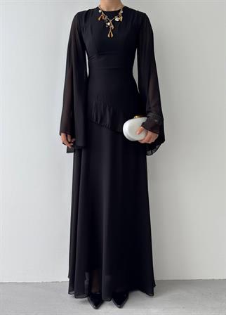 Linan Tül kol  Midi Elbise