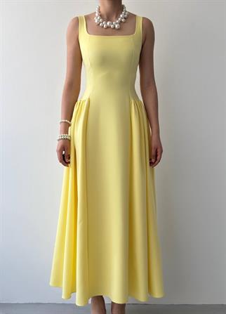 Kalın Askılı Hera Uzun Atlas Elbise