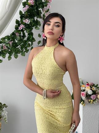 Jons Boyun Bağlamalı Midi Elbise