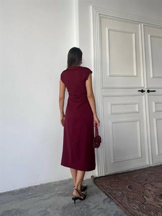 Aversa Düğme Detaylı Midi Elbise