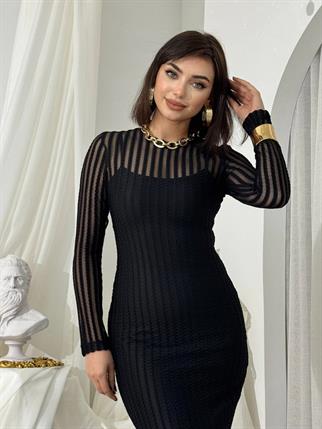 Polin Midi Tül Detay Elbise