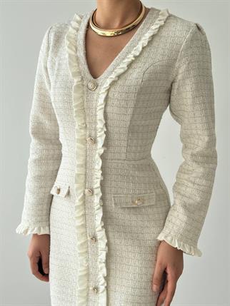 Orse Düğmeli Cepli Mini Elbise