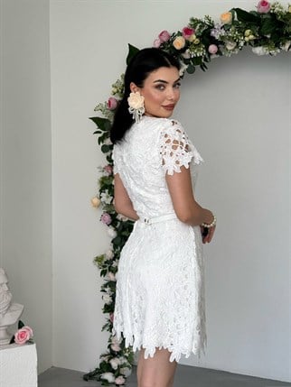 Rema Kemer Detaylı Dantel Mini Elbise 